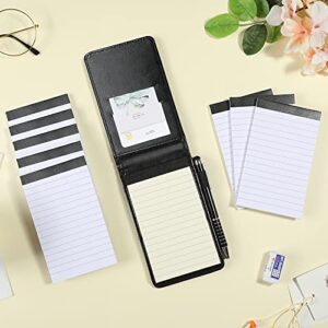 Outus 10 Pieces Mini Pocket Notepad Holder Set, Included Mini Pocket Notepad Holder with 50 Lined Sheets, Metal Pen and 8 Pieces 3 x 5 Inch Memo Book Refills, 30 Lined Paper Per Note Pad (Black)