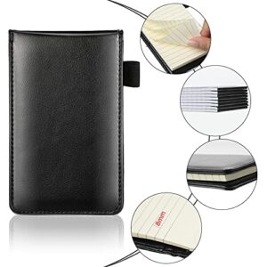 Outus 10 Pieces Mini Pocket Notepad Holder Set, Included Mini Pocket Notepad Holder with 50 Lined Sheets, Metal Pen and 8 Pieces 3 x 5 Inch Memo Book Refills, 30 Lined Paper Per Note Pad (Black)