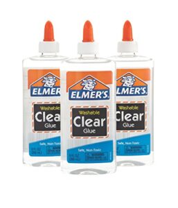 elmer’s liquid school glue, clear, washable, pack of 3