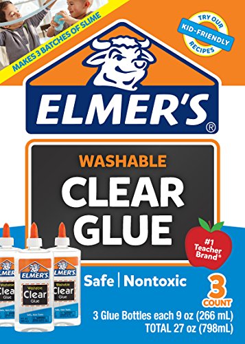 Elmer's Liquid School Glue, Clear, Washable, Pack of 3