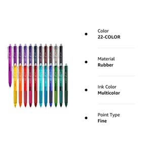 Vanstek 22 Colors Retractable Erasable Gel Pens Clicker, Fine Point(0.7), Make Mistakes Disappear, Premium Comfort Grip for Drawing Writing Planner and Crossword Puzzles