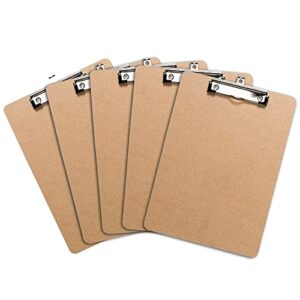 Clipboards (Set of 5) by Office Solutions Direct! ECO Friendly Hardboard Clipboard, Low Profile Clip Standard A4 Letter Size