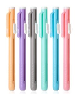 mr. pen- retractable mechanical eraser pen, pack of 6, pastel colors, pencil eraser, eraser for pencils, retractable eraser, eraser for artists, eraser for pens, retractable eraser pen