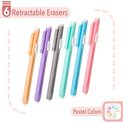 Mr. Pen- Retractable Mechanical Eraser Pen, Pack of 6, Pastel Colors, Pencil Eraser, Eraser for Pencils, Retractable Eraser, Eraser for Artists, Eraser for Pens, Retractable Eraser Pen