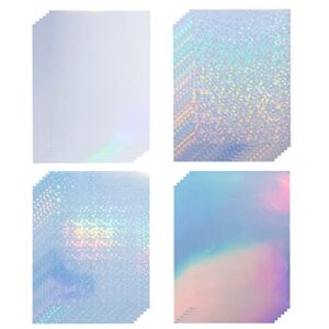 24 sheets vinyl printable sticker paper a4 size (8.25″ x 11.7″) holographic glossy sticker paper self-adhesive waterproof dries quickly for inkjet/laser printer