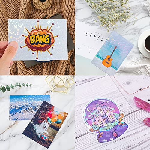 24 Sheets Vinyl Printable Sticker Paper A4 Size (8.25" x 11.7") Holographic Glossy Sticker Paper Self-Adhesive Waterproof Dries Quickly For Inkjet/Laser Printer