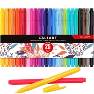 felt tip pens, caliart felt tip markers colored planner pens fine point 0.7mm colorful pens for journaling note taking drawing coloring writing, office school student teacher gifts supplies 25 colors