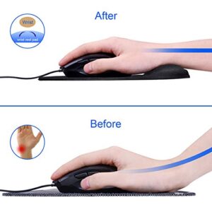 JIKIOU Ergonomic Mouse Pad with Wrist Support Gel Mouse Pad with Wrist Rest, Comfortable Computer Mouse Pad for Laptop, Pain Relief Mousepad with Non-slip PU Base for Office & Home, 9.2 x 8.1 in,Black