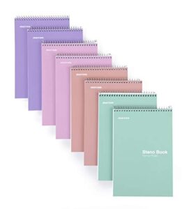 mintra office steno books – (pastel 8pk – lavender, sage, salmon, spring pink) – narrow ruled paper, 6″ x 9″, 100 sheets for writing notes in school, university, college, work, office