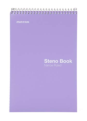 Mintra Office Steno Books - (Pastel 8PK - Lavender, Sage, Salmon, Spring Pink) - Narrow Ruled Paper, 6" x 9", 100 sheets for Writing Notes in School, University, College, Work, Office