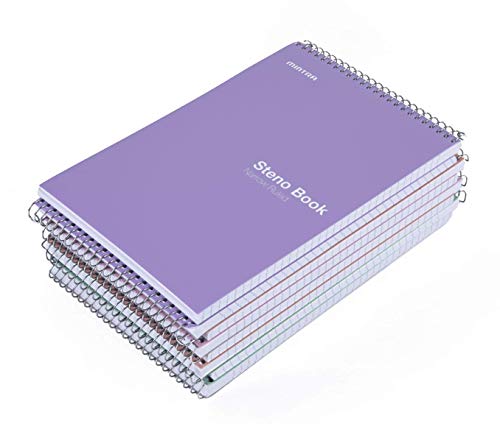 Mintra Office Steno Books - (Pastel 8PK - Lavender, Sage, Salmon, Spring Pink) - Narrow Ruled Paper, 6" x 9", 100 sheets for Writing Notes in School, University, College, Work, Office