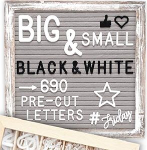 letter board 10×10 rustic gray | +690 pre-cut letters +stand +upgraded wooden sorting tray | farmhouse felt letterboard with cursive words, letter boards, word board, message board, changeable sign
