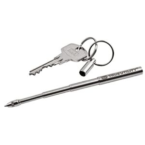 telepen key chain telescopic pen: stainless steel black ball point pen; quick pull release mechanism from the cap; 3 pen refills; cool edc key ring attachment; great gift for that special someone