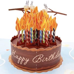 liif birthday cake on fire funny birthday card, 3d greeting pop up birthday card, happy birthday card for men, women, her, him, husband, wife | with message note & envelop | size 7 x 5 inch