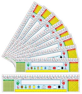 carson dellosa 36 pc. traditional manuscript name plates for desks, name plates for classroom with alphabet, ruler, number line, and addition & number chart, desk name tags classroom