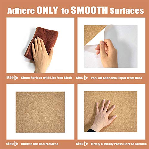 SUNGIFT Cork Board 12"x12" - 1/2" Thick Square Bulletin Boards Cork Tiles with 50 Push Pins Mini Wall, 6 Pack Self-Adhesive Corkboards for Wall