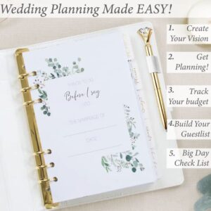 Wedding Planner Book and Organizer for The Bride -Faux Leather, Gold Foil 'Future Mrs' Wedding Binder I Includes Pen, Bookmark & Stickers I Engagement Gifts for Women I Wedding Planning Book Checklist
