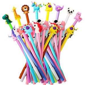 zonon 64 pieces cute cartoon gel ink pens cartoon animal writing pens 0.5 mm assorted styles pens stationery for school office home student kids present, 8 styles