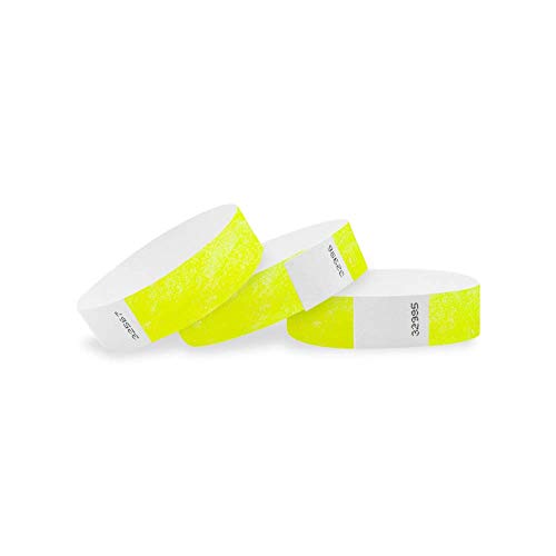 WristCo 3/4" Tyvek Wristbands | Lightweight |Durable | Waterproof | Great for Events and Screening | Neon Yellow | 500 Paper Wristbands