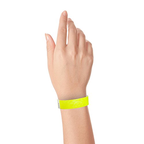 WristCo 3/4" Tyvek Wristbands | Lightweight |Durable | Waterproof | Great for Events and Screening | Neon Yellow | 500 Paper Wristbands