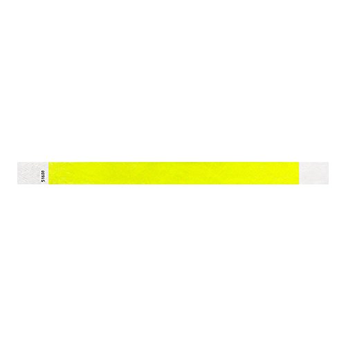 WristCo 3/4" Tyvek Wristbands | Lightweight |Durable | Waterproof | Great for Events and Screening | Neon Yellow | 500 Paper Wristbands