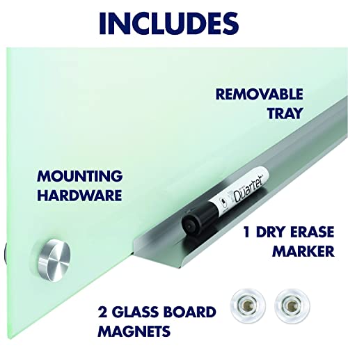 Quartet Glass Whiteboard, Magnetic Dry Erase White Board, 4' x 3', Frameless Infinity Wall Hanging Mount, Home School Supplies or Home Office Decor, Includes 2 Magnets, 1 Dry Erase Marker (G4836W)