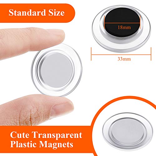 45 Pieces Round Whiteboard Magnets Dry Board Refrigerator Magnets Mini Fridge Magnet Teacher Supplies for Home Schools Offices (5 Colors,3 cm) (Clear,3 cm)