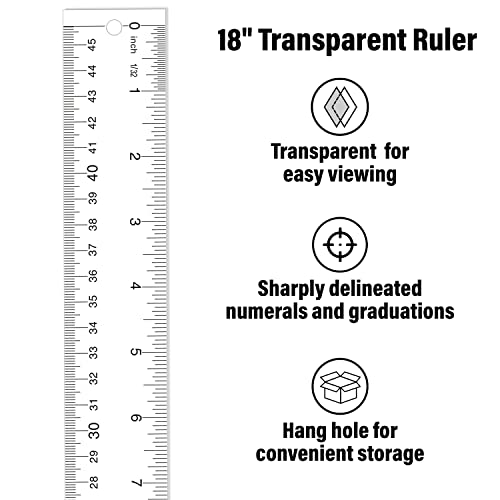 Westcott See Through Acrylic Ruler, 18", Clear