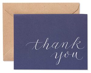 american greetings thank you cards, navy blue with brown kraft-style envelopes (50-count)