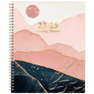 monthly planner/calendar 2023-2025 – jul. 2023-jun. 2025, 2023-2025 monthly planner, 9″ × 11″, two-year monthly planner with flexible cover, monthly tabs, pockets, thick paper – pink
