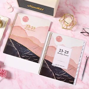 Monthly Planner/Calendar 2023-2025 - Jul. 2023-Jun. 2025, 2023-2025 Monthly Planner, 9" × 11", Two-Year Monthly Planner with Flexible Cover, Monthly Tabs, Pockets, Thick Paper - Pink