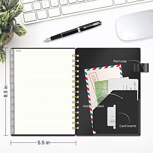 2023 Weekly & Monthly Planner, Jan. 2023 - Dec. 2023, AIMPEAK Planner 2023, Monthly Tabs, Inner Pocket, Pen Loop, PVC Waterproof Cover, Notes Pages, Spiral Binding, 138Pages, Black(5.5"x8.5")