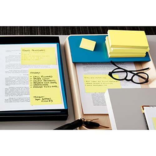 Post-it Super Sticky Notes, 3 in x 5 in, 12 Pads, 2x the Sticking Power, Canary Yellow, Recyclable (655-12SSCY)