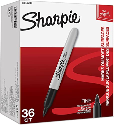 Permanent Markers, Black Permanent Marker Set，Office Supplies for School, Home .Fine Point, Black, 36 Count