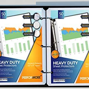 50 Sheet Protectors, Heavy Duty 8.5 X 11 Inch Clear Page Protectors for 3 Ring Binder, Plastic Sheet Sleeves, Durable Top Loading Paper Protector with Reinforced Holes, Archival Safe