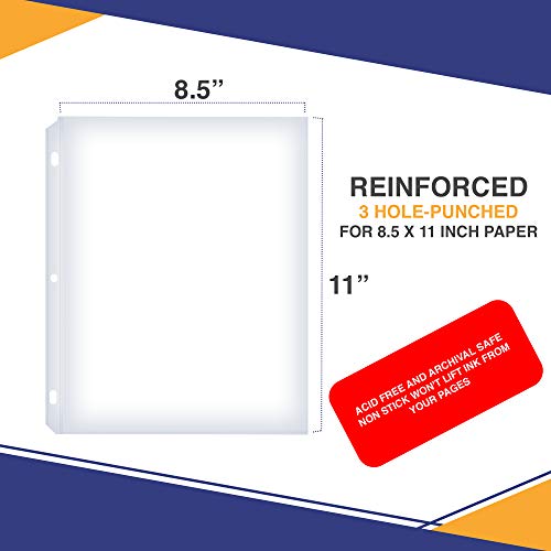 50 Sheet Protectors, Heavy Duty 8.5 X 11 Inch Clear Page Protectors for 3 Ring Binder, Plastic Sheet Sleeves, Durable Top Loading Paper Protector with Reinforced Holes, Archival Safe