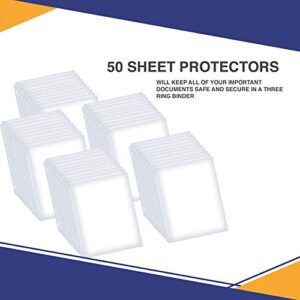 50 Sheet Protectors, Heavy Duty 8.5 X 11 Inch Clear Page Protectors for 3 Ring Binder, Plastic Sheet Sleeves, Durable Top Loading Paper Protector with Reinforced Holes, Archival Safe