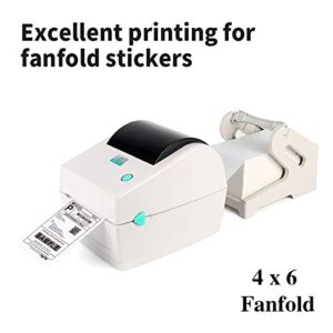 Fanfold 4”x 6” Direct Thermal Shipping Labels Self Adhesive, 500 Postage Mailing Labels for Thermal Printer, Fangtek Soonmark Zebra Compatible