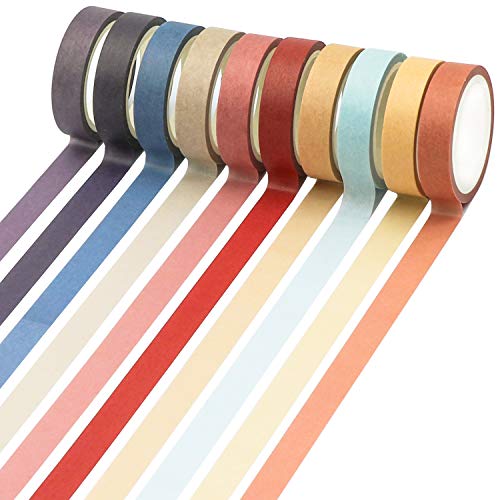Knaid 40 Rolls of Slim Washi Tape Gift Box Set, Decorative Paper Tapes 10 mm Wide for Scrapbooking, DIY Arts and Crafts, Bullet Journal, Planner, Junk Journal, Notebooks (Minimalist)