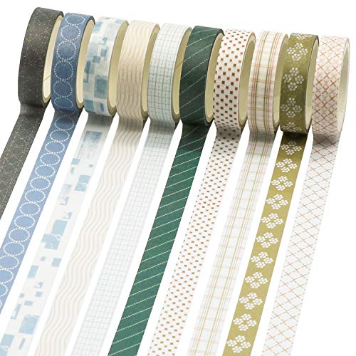 Knaid 40 Rolls of Slim Washi Tape Gift Box Set, Decorative Paper Tapes 10 mm Wide for Scrapbooking, DIY Arts and Crafts, Bullet Journal, Planner, Junk Journal, Notebooks (Minimalist)