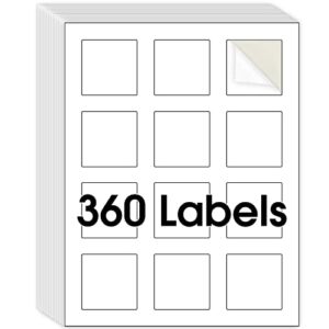 maxgear 2″ x 2″ square labels, for inkjet or laser printer, matte white printable sticker labels sheets, strong adhesive, dries quickly, holds ink well, 360 labels