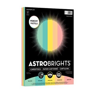Astrobrights Punchy Pastel Assortment Cardstock, 8.5" x 11", 65 lb. 5-Color Assortment, 100 Sheets (91786)