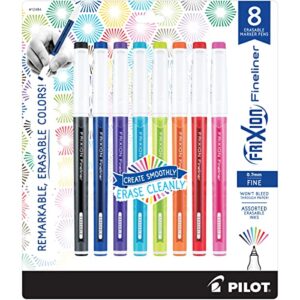 pilot pen 12484 frixion fineliner erasable marker pens, fine point, assorted color inks, 8-pack