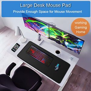 Large Gaming Mouse Pad, 31.5x15.7x0.12 inch Large Extended Computer Keyboard Mouse Mat, Water Resist Non-Slip Mousepad Rubber Base Long XXL Desk Mouse Pad for Work & Gaming, Office & Home, Black