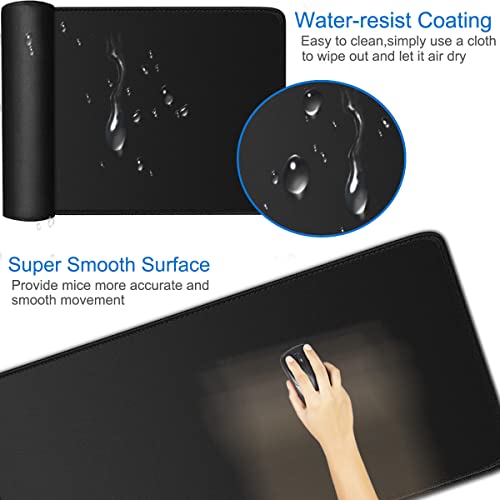 Large Gaming Mouse Pad, 31.5x15.7x0.12 inch Large Extended Computer Keyboard Mouse Mat, Water Resist Non-Slip Mousepad Rubber Base Long XXL Desk Mouse Pad for Work & Gaming, Office & Home, Black