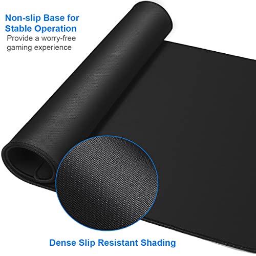 Large Gaming Mouse Pad, 31.5x15.7x0.12 inch Large Extended Computer Keyboard Mouse Mat, Water Resist Non-Slip Mousepad Rubber Base Long XXL Desk Mouse Pad for Work & Gaming, Office & Home, Black