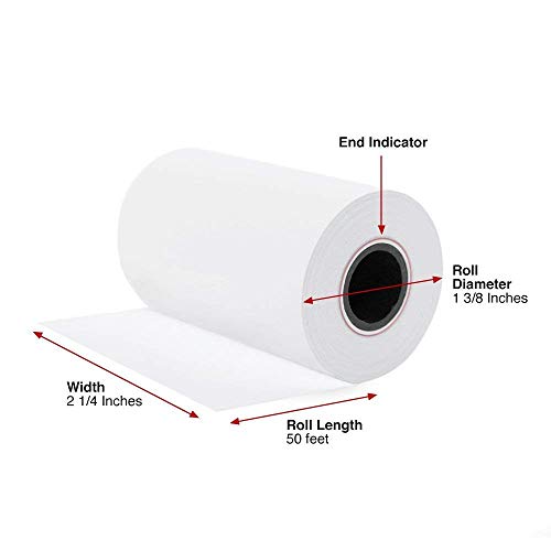 Thermal Paper 2 1/4 inch x 50 feet, Cash Register POS Receipt Paper for Credit Card Machine (50 Rolls)