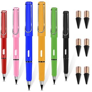 ablink 6pcs everlasting pencil, inkless pencils eternal with 6pcs replacement nibs, infinite pencil magic pencils, portable reusable erasable writing pencil, for writing art sketch painting tool
