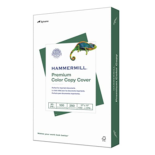 Hammermill Cardstock, Premium Color Copy, 80 lb, 11 x 17-1 Pack (250 Sheets) - 100 Bright, Made in the USA Card Stock, 120037R , White