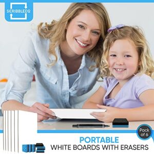 Set of 12 Small White Board Dry Erase Boards Classroom Pack Mini White Boards 9"x12” Double Sided Personal Whiteboards for Students Teachers School Supplies Lapboards l 12 Mini Whiteboard Erasers Incl